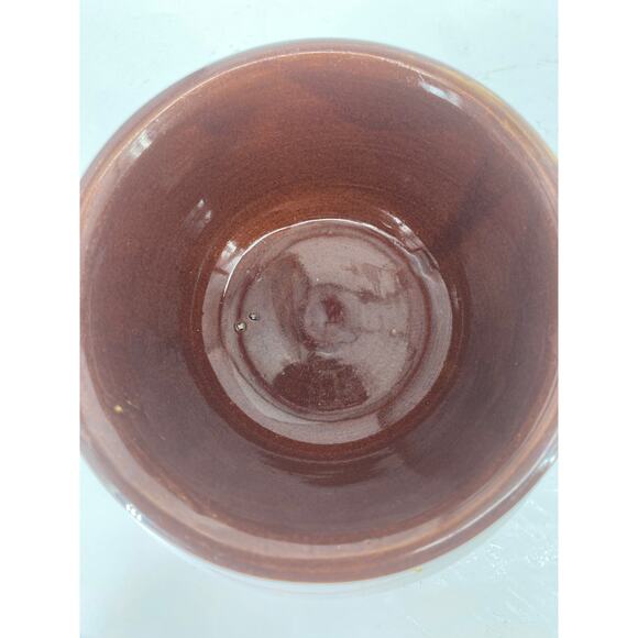 Vintage Monmouth Western Stoneware Bowl Glaze Soup Brown Ribbed 5" Maple Leaf - Picture 3 of 5